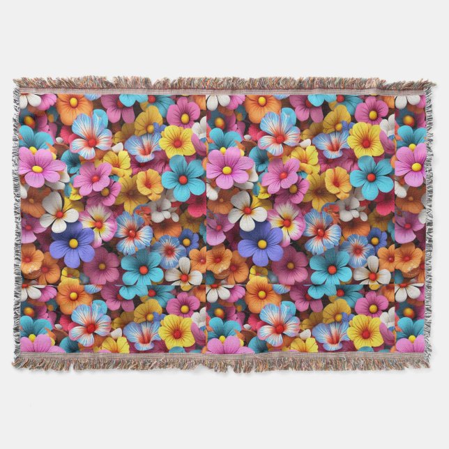Manta Patrón de flores de Bonito coloridas-20240 (Anverso)