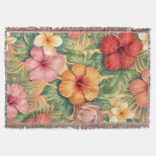 Manta patrón de flores decorativas de aloha de Hawái
