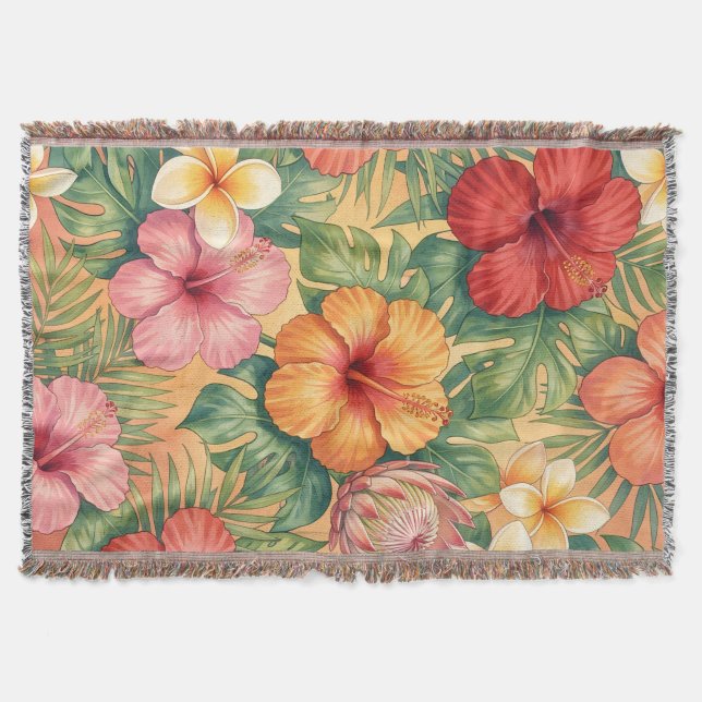 Manta patrón de flores decorativas de aloha de Hawái (Anverso)