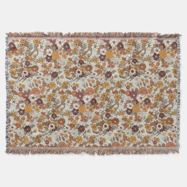Manta Patrón de flores del Boho retro (Anverso)