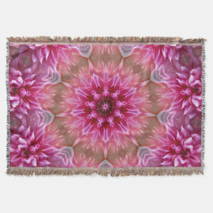 Manta Patrón de flores rosadas de Mandala geométrica-675