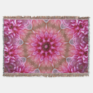 Manta Patrón de flores rosadas de Mandala geométrica-675