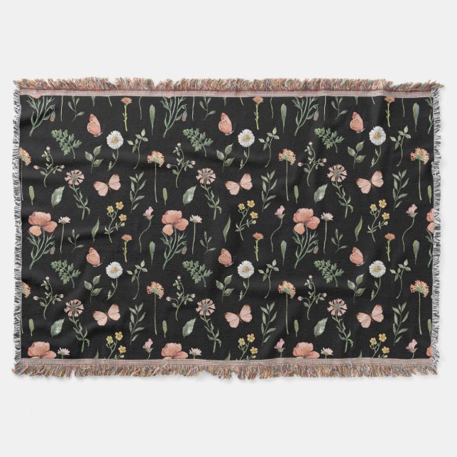 Manta Patrón de flores silvestres acuáticas (Anverso)