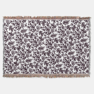 Manta Patrón de formas botánicas Boho Matisse Gris negro