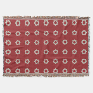 Manta Patrón de formas simples de flor retro Red Navi