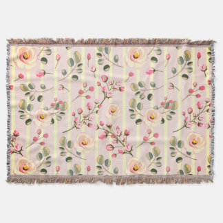 Manta Patrón de franja floral rosa suave