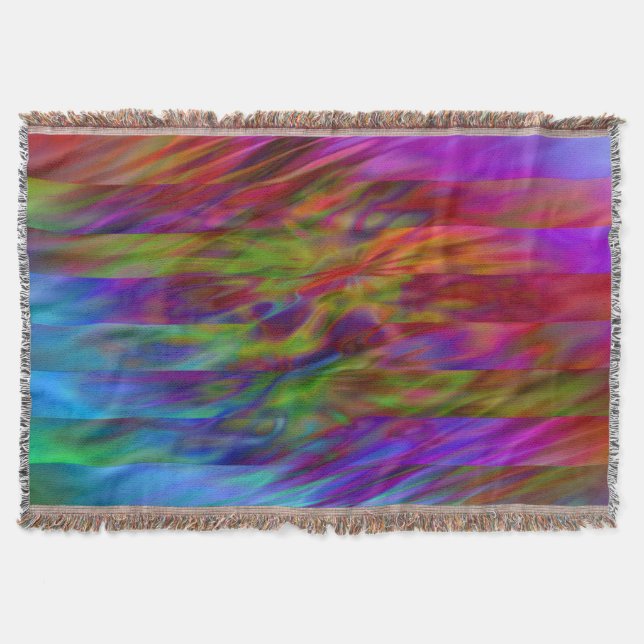 Manta Patrón de franjas divertidas - ondas coloreadas +  (Anverso)