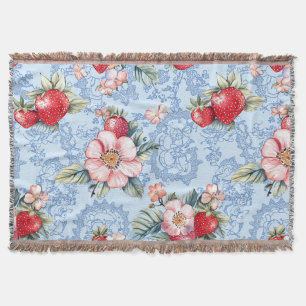 Manta Patrón de fresas y flores vintage