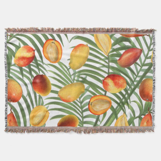 Manta Patrón de frutas de verano de mango y vegetación v (Anverso)