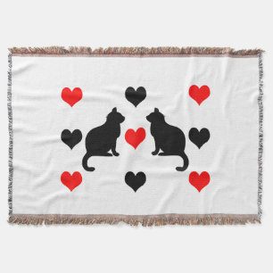 Manta Patrón de gatos y corazones
