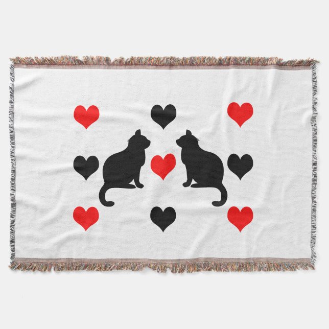 Manta Patrón de gatos y corazones (Anverso)