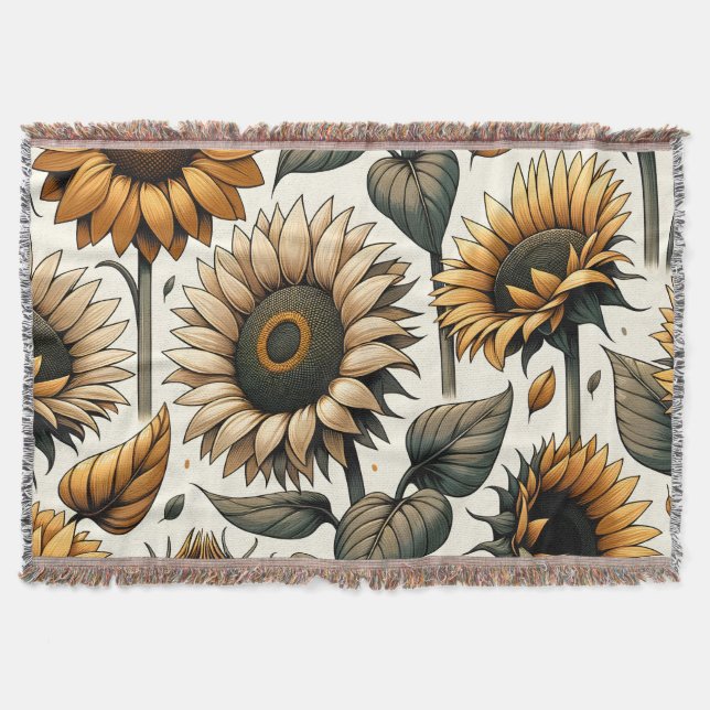 Manta Patrón de girasol vibrante (Anverso)