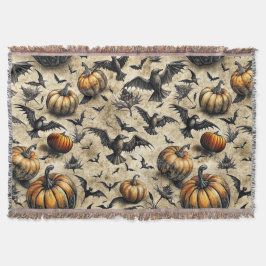 Manta Patrón de Halloween de calabazas, cuerdas y murcié