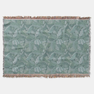 Manta Patrón de hoja de acanto azul teal de William Morr