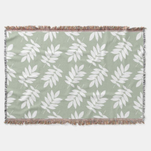 Manta Patrón de hoja de anciano blanco sobre verde
