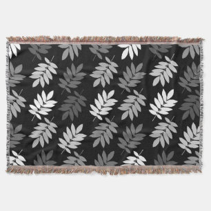 Manta Patrón de hoja de anciano negro blanco gris