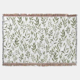 Manta Patrón de hojas de agua Eucalyptus Greenery  