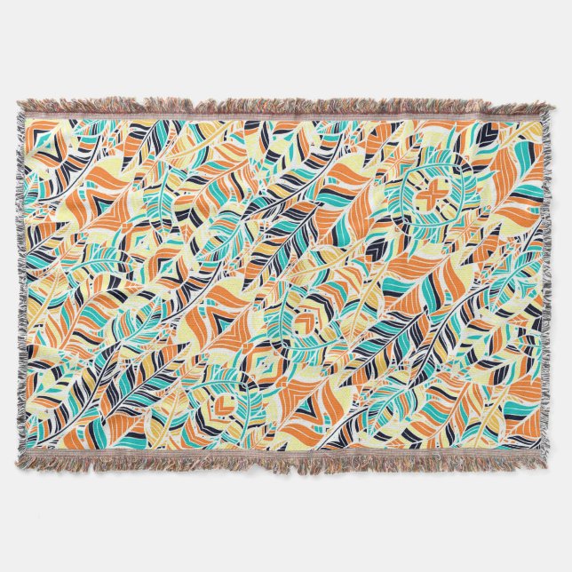 Manta Patrón de hojas de boho coloridas (Anverso)