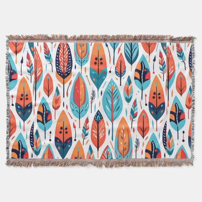 Manta Patrón de hojas de otoño lúdico (Anverso)