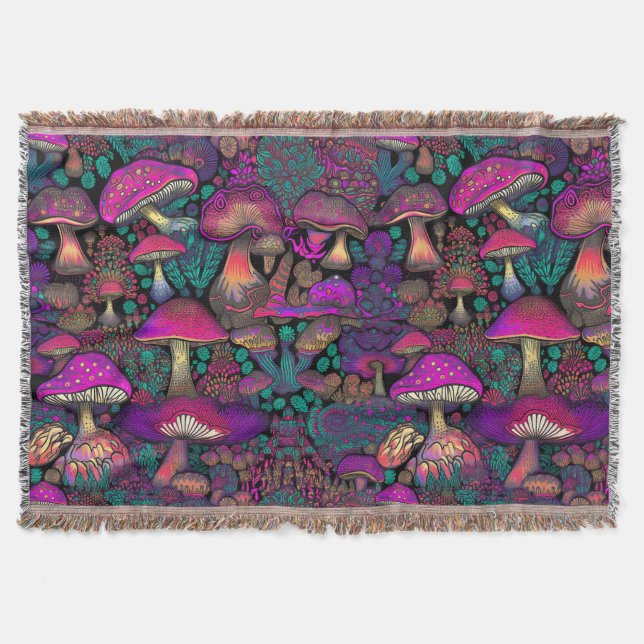 Manta Patrón de hongos trippy psicodélico (Anverso)