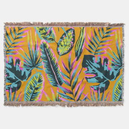 Manta Patrón De Impresión De Hojas Tropicales Y Plantas