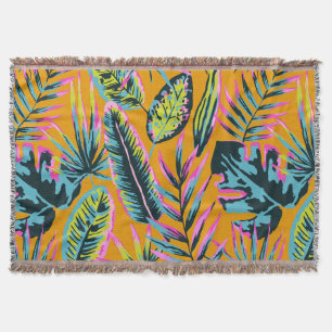 Manta Patrón De Impresión De Hojas Tropicales Y Plantas 