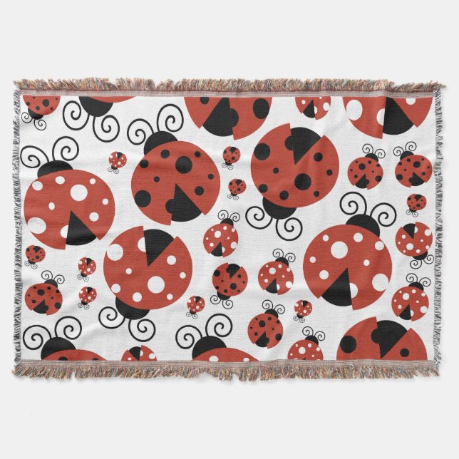 Manta Patrón De Ladybugs, Cute Ladybugs, Red Ladybugs (Anverso)