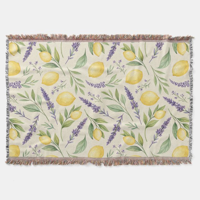 Manta Patrón de lavanda con flores de limón (Anverso)