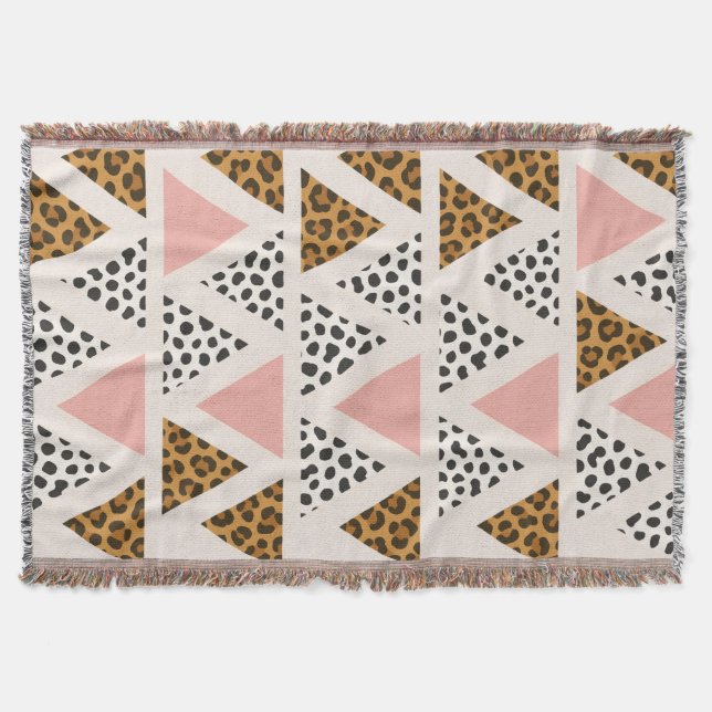 Manta Patrón de leopardo chic y triángulo rosa (Anverso)