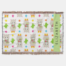 Patrón De Llamas, Alpacas, Cactus, Tu Nombre