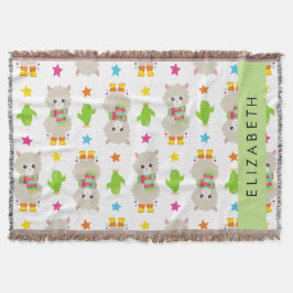 Manta Patrón De Llamas, Alpacas, Cactus, Tu Nombre