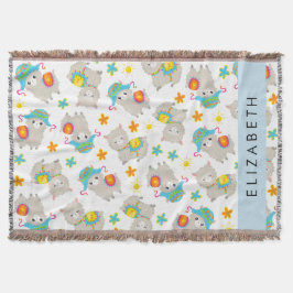 Manta Patrón De Llamas, Alpacas, Flores, Tu Nombre