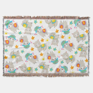Manta Patrón De Llamas, Llamas Cutas, Alpacas, Flores