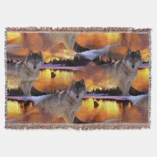 Manta Patrón de Lobo al Atardecer