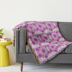Manta patrón de mandala, lavanda, rosa, rosa intenso, bl