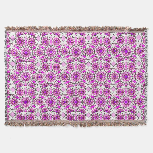 Manta patrón de mandala, lavanda, rosa, rosa intenso, bl (Anverso)
