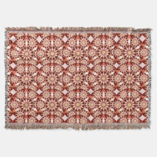 Manta patrón de mandala, marrón, óxido, beige, beige