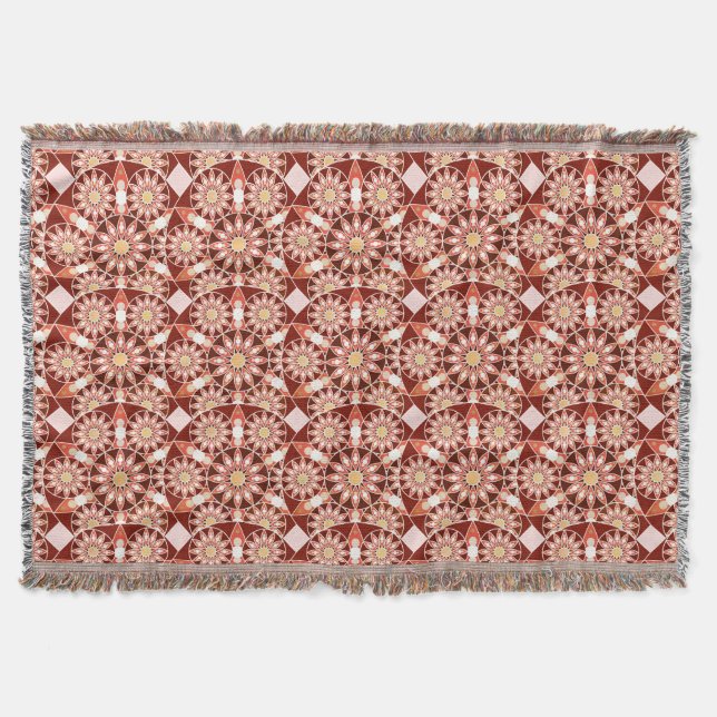Manta patrón de mandala, marrón, óxido, beige, beige (Anverso)