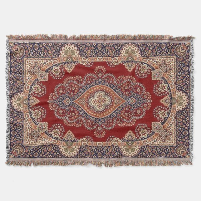 Manta Patrón de Mandala ornamental de estilo persa vinta (Anverso)