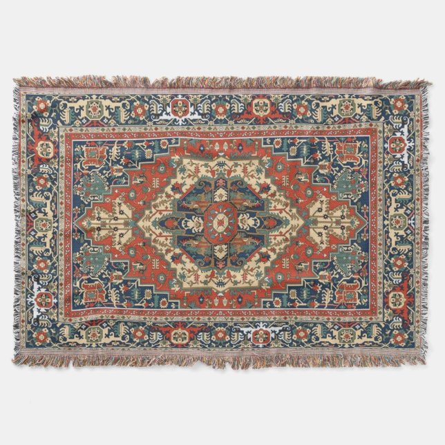 Manta Patrón de Mandala ornamental de estilo persa vinta (Anverso)