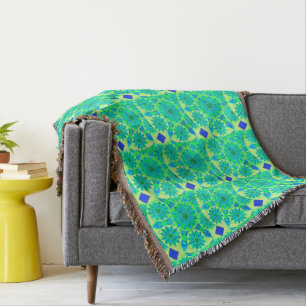 Manta Patrón de Mandala, turquesa, azul, verde tilo