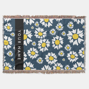 Manta Patrón de margarita, maricas blancas, tu nombre