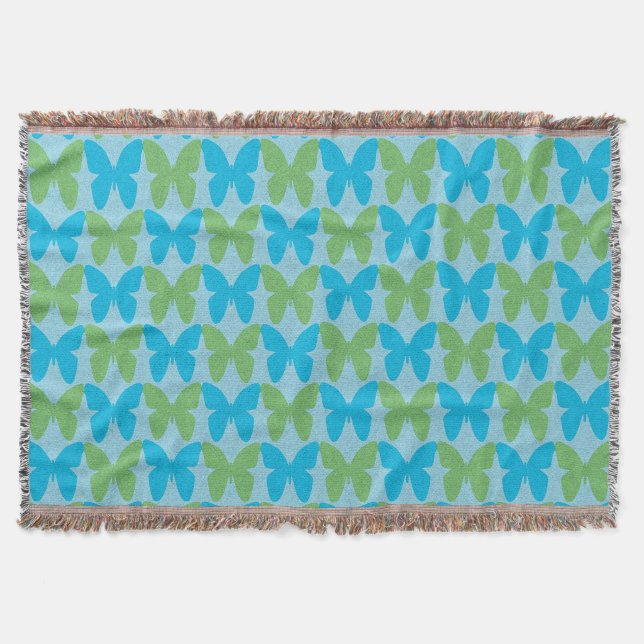 Manta Patrón de mariposa azul y verde (Anverso)