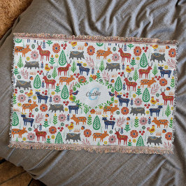 Manta Patrón de monograma de arte folclórico escandinavo