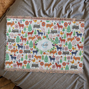 Manta Patrón de monograma de arte folclórico escandinavo