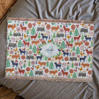 Manta Patrón de monograma de arte folclórico escandinavo