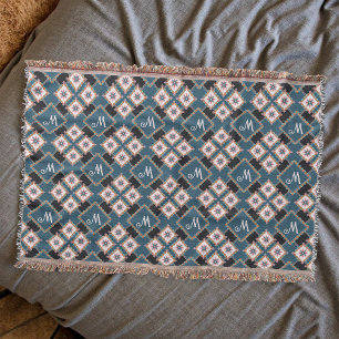 Manta Patrón de monograma floral geométrico de Moda mode