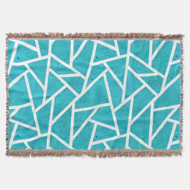 Manta Patrón de mosaico azul-verde y blanco (Anverso)