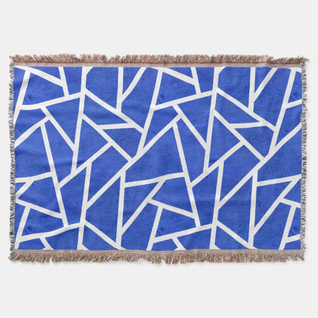 Manta Patrón de mosaico azul y blanco real (Anverso)