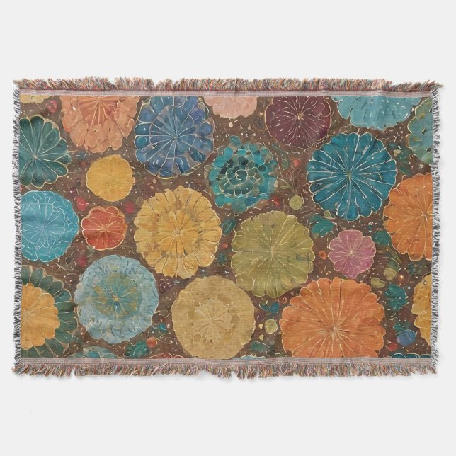 Manta Patrón de mosaico floral terroso (Anverso)
